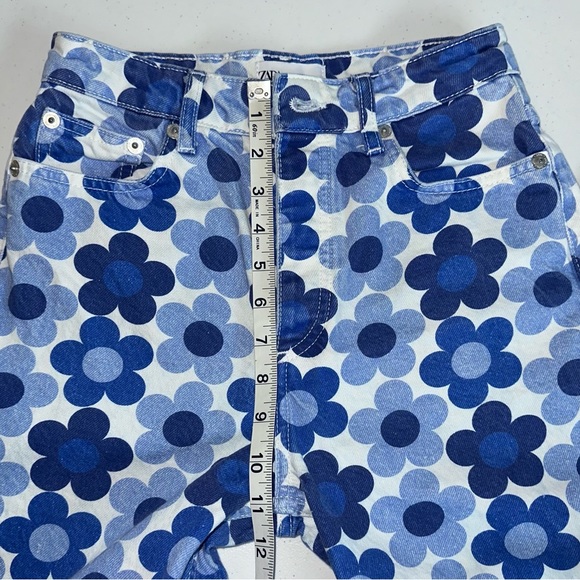 ZARA Straight leg Floral Print Jeans Size 2 - Picture 6 of 13
